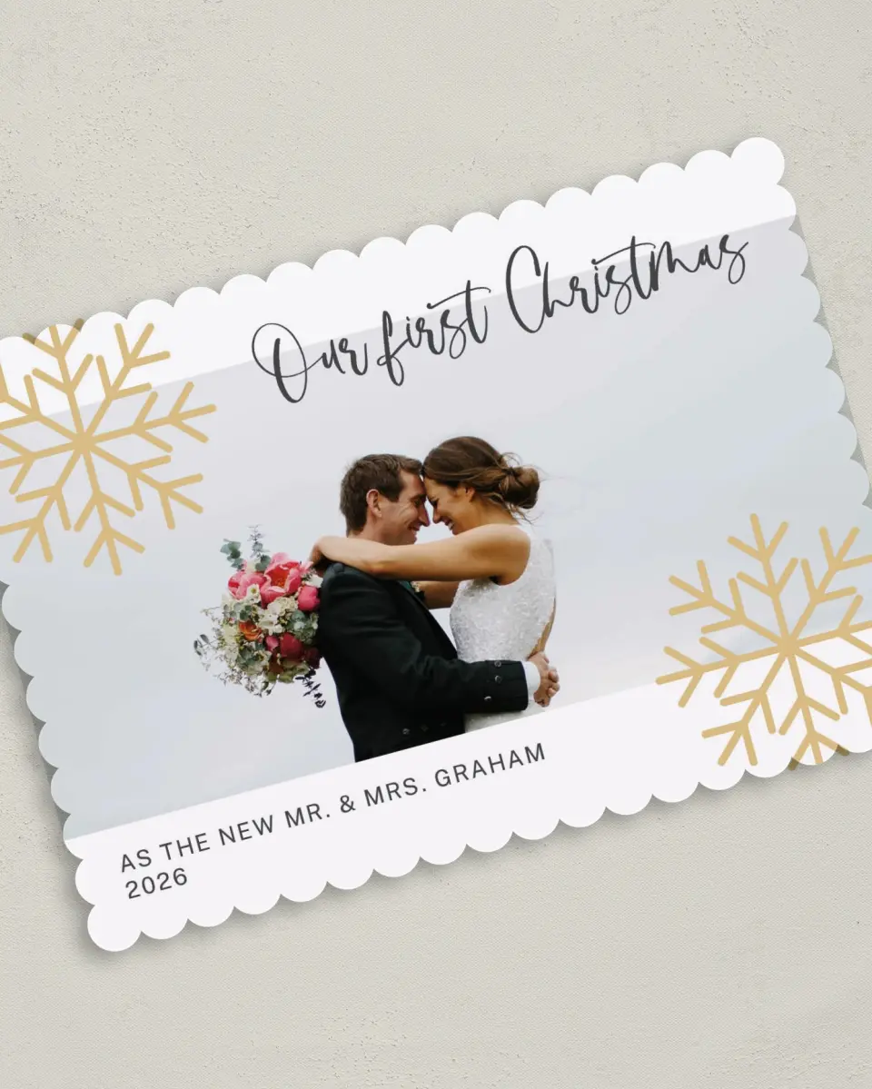 This is a 5" x 7" Christmas Card called Simply Snowy printed in full color on Premium Smooth paper on Premium Smooth paper on Premium Smooth paper
