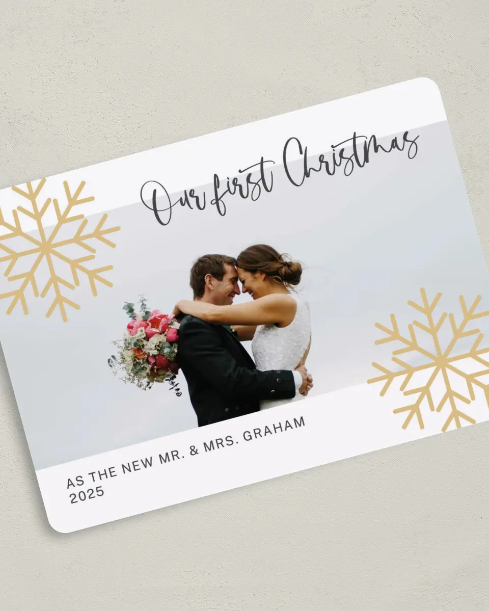 This is a 5" x 7" Christmas Card called Simply Snowy printed in full color on Premium Smooth paper