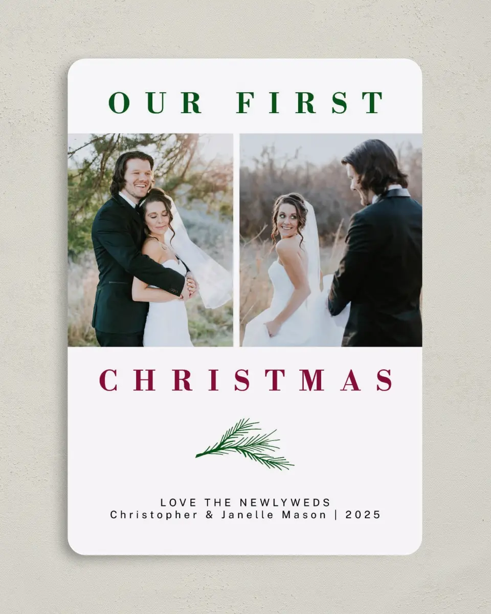 This is a 5" x 7" Christmas Card called Peaceful Pine printed in full color on Premium Smooth paper