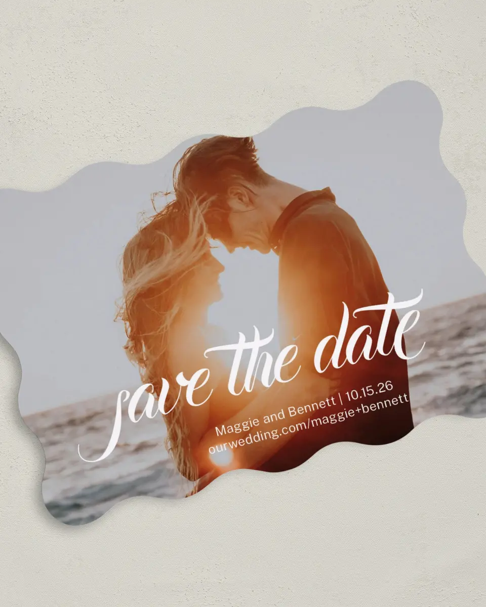 This is a 5" x 7" Save the Date Card called Our Paradise printed in full color on Premium Smooth paper