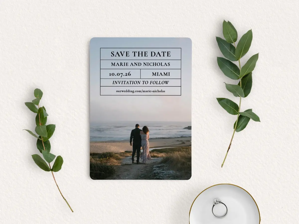 Save the Date Card with Optional Guest Addressing Service