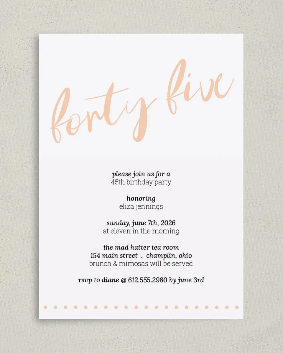 This is a 5" x 7" Birthday Party Invitation called Tea Party printed in full color on Premium Smooth paper