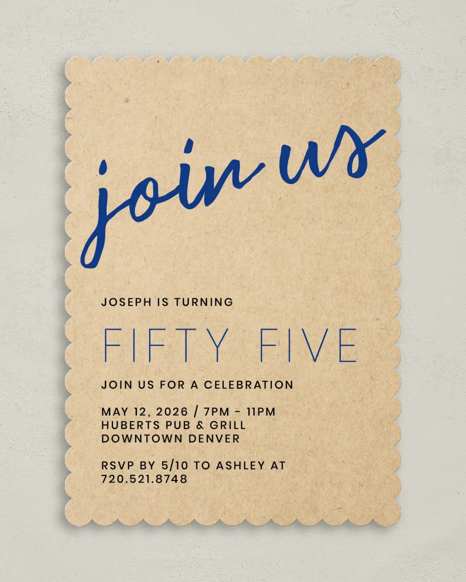 This is a 5" x 7" Birthday Party Invitation called Urban Party printed in full color on Premium Smooth paper
