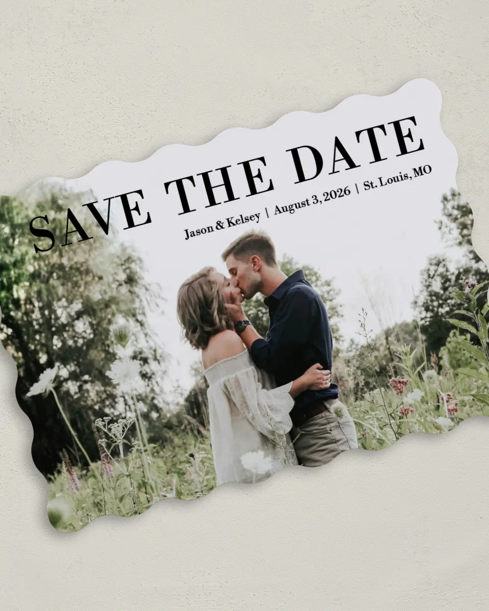 This is a 5" x 7" Save the Date Card called Forever Together printed in full color on Premium Smooth paper