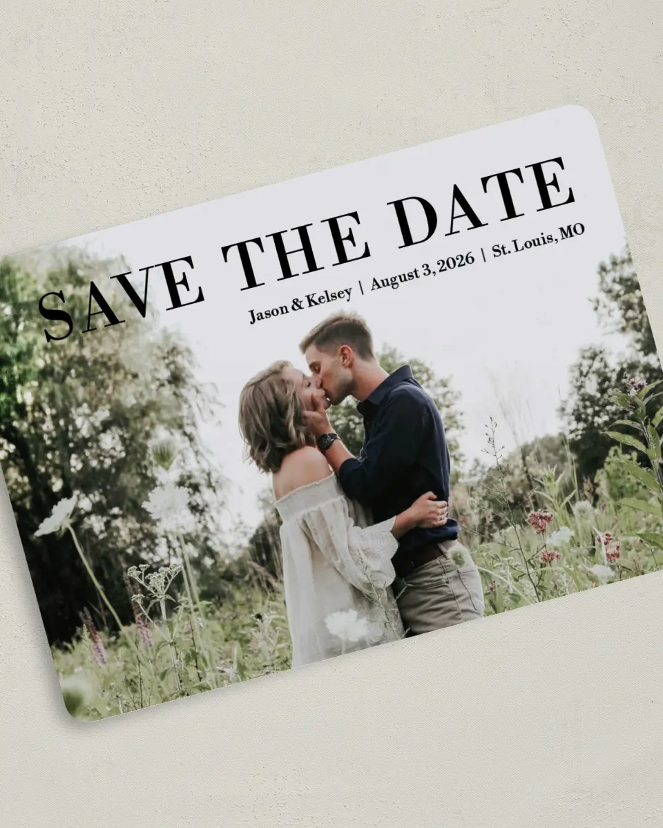 This is a 5" x 7" Save the Date Card called Forever Together printed in full color on Premium Smooth paper