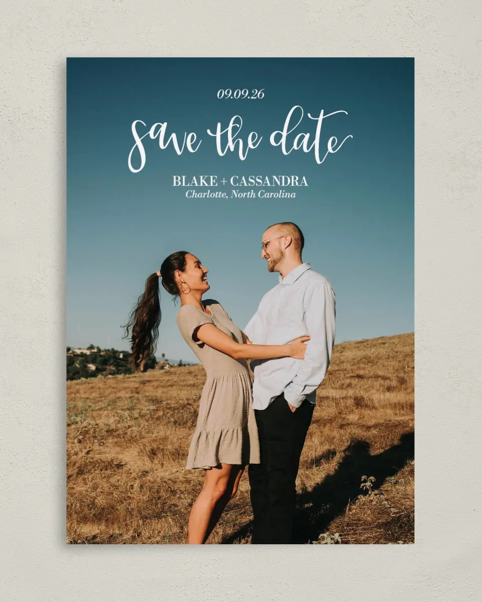 This is a 5" x 7" Save the Date Card called Marry Magic printed in full color on Premium Smooth paper