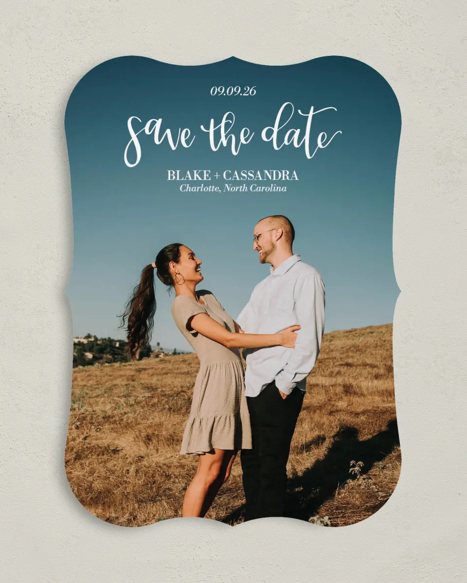 This is a 5" x 7" Save the Date Card called Marry Magic printed in full color on Premium Smooth paper