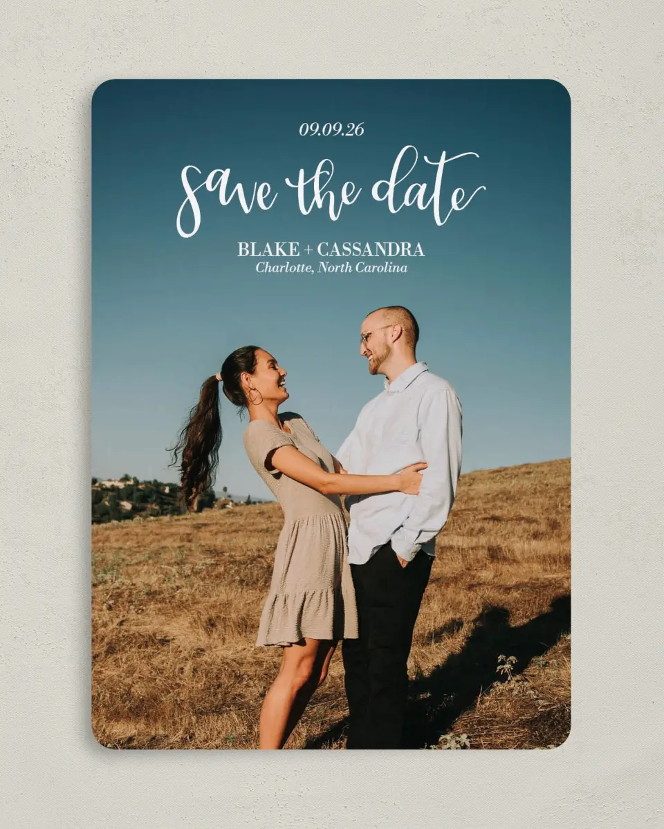 This is a 5" x 7" Save the Date Card called Marry Magic printed in full color on Premium Smooth paper