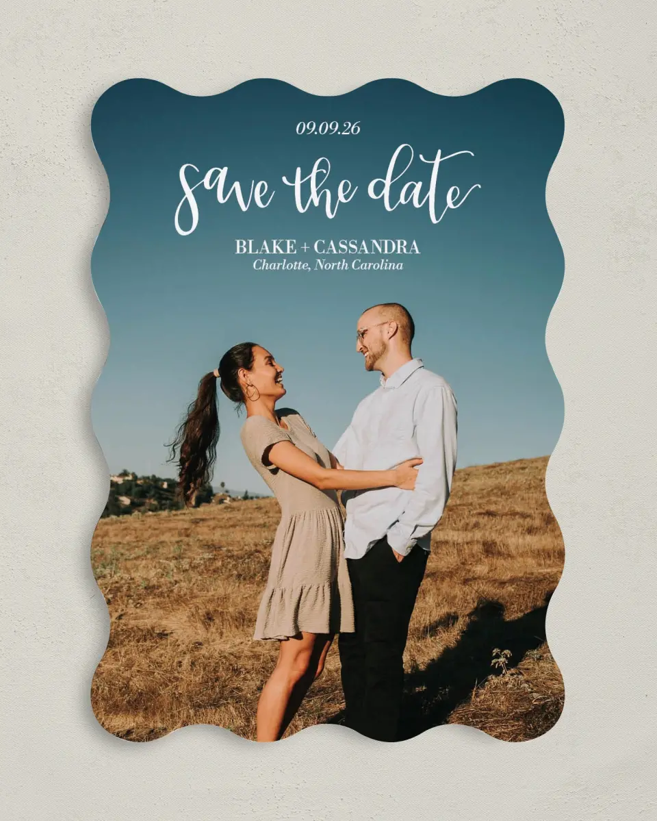 This is a 5" x 7" Save the Date Card called Marry Magic printed in full color on Premium Smooth paper