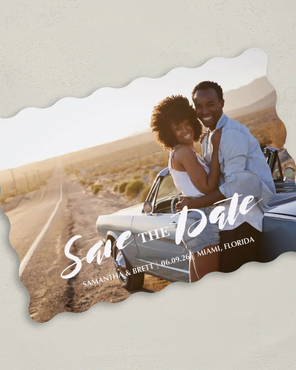 This is a 5" x 7" Save the Date Card called Hands Together printed in full color on Premium Smooth paper