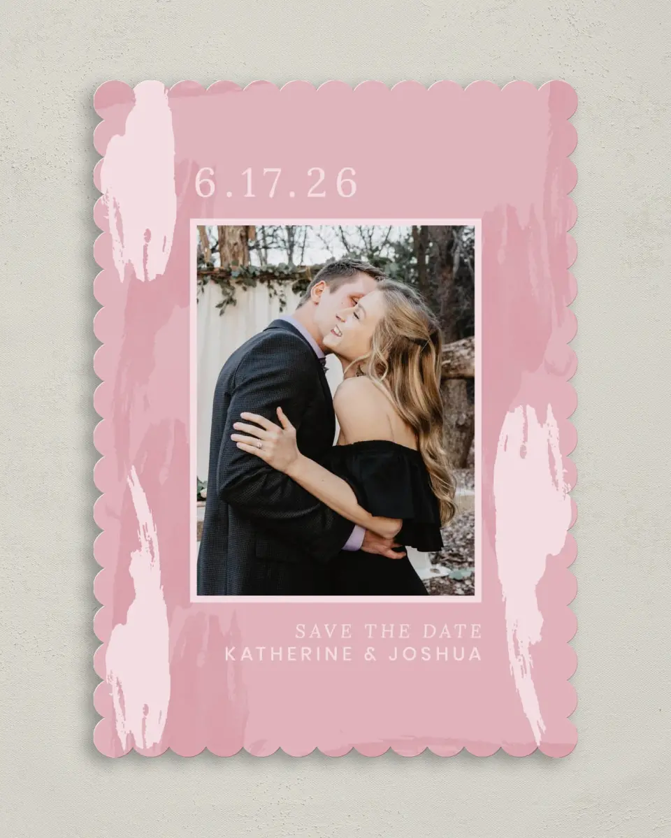 This is a 5" x 7" Save the Date Card called Love Awash printed in full color on Premium Smooth paper