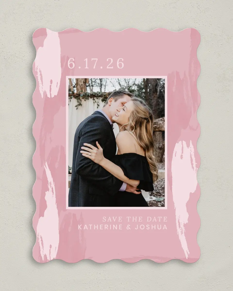This is a 5" x 7" Save the Date Card called Love Awash printed in full color on Premium Smooth paper