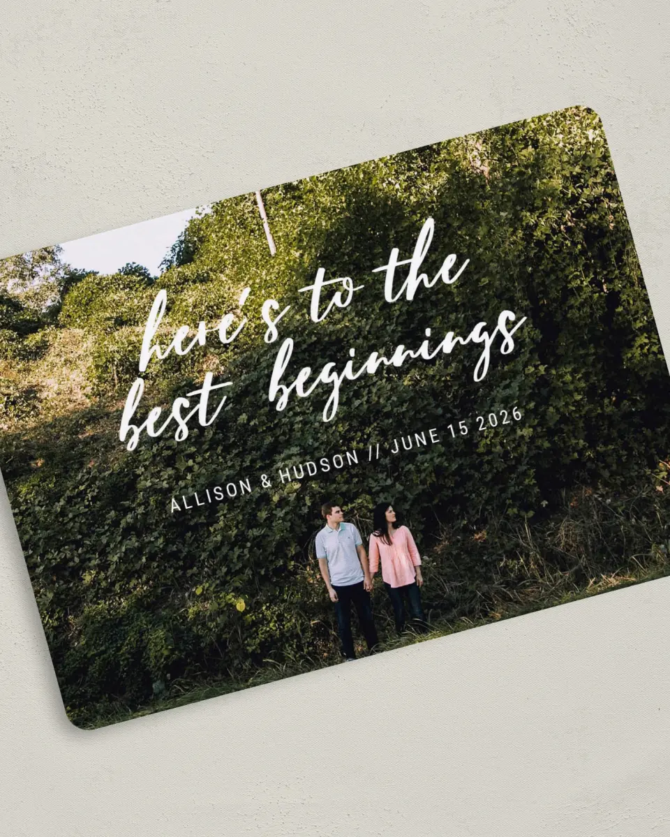 This is a 5" x 7" Save the Date Card called Best Beginnings printed in full color on Premium Smooth paper