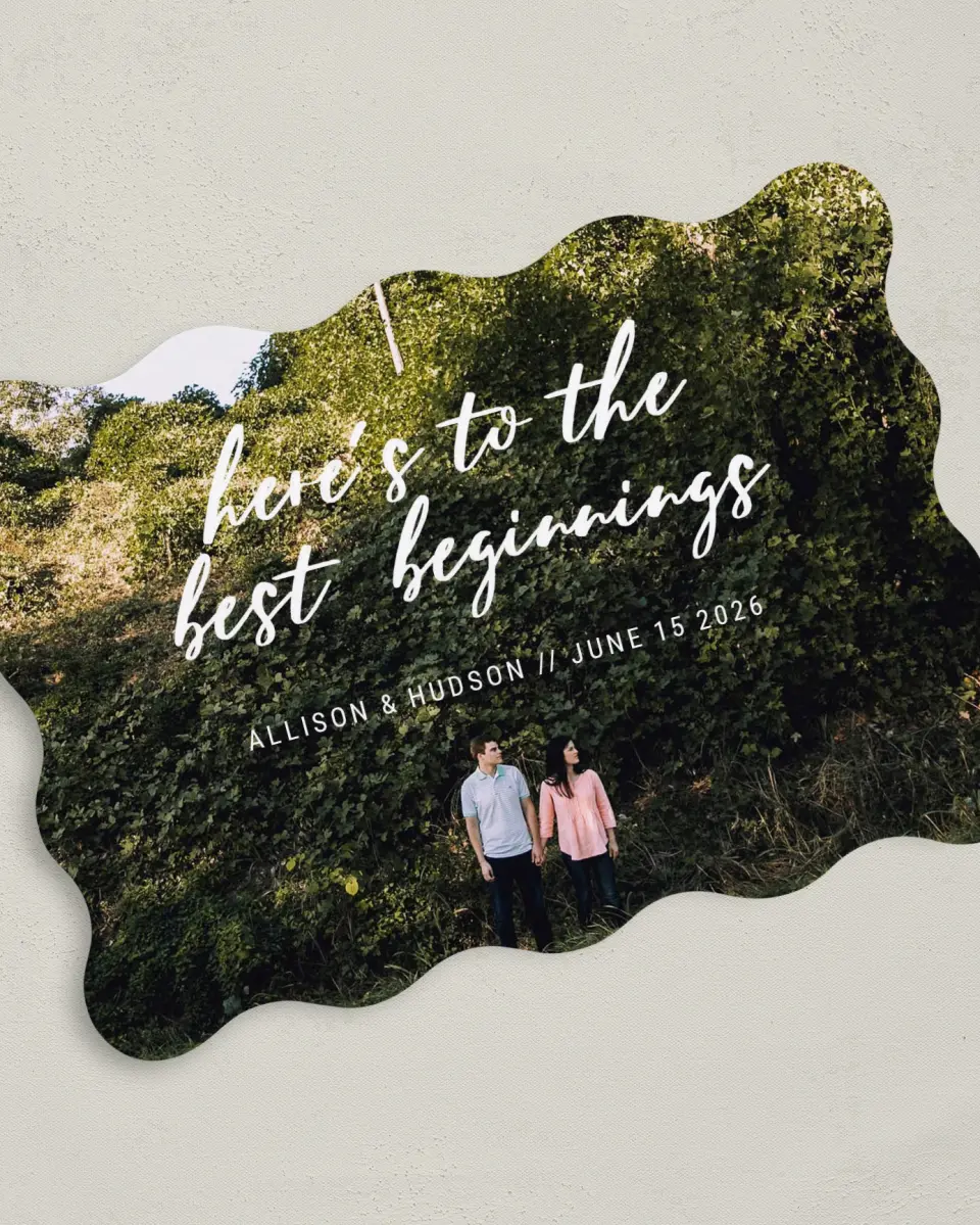 This is a 5" x 7" Save the Date Card called Best Beginnings printed in full color on Premium Smooth paper