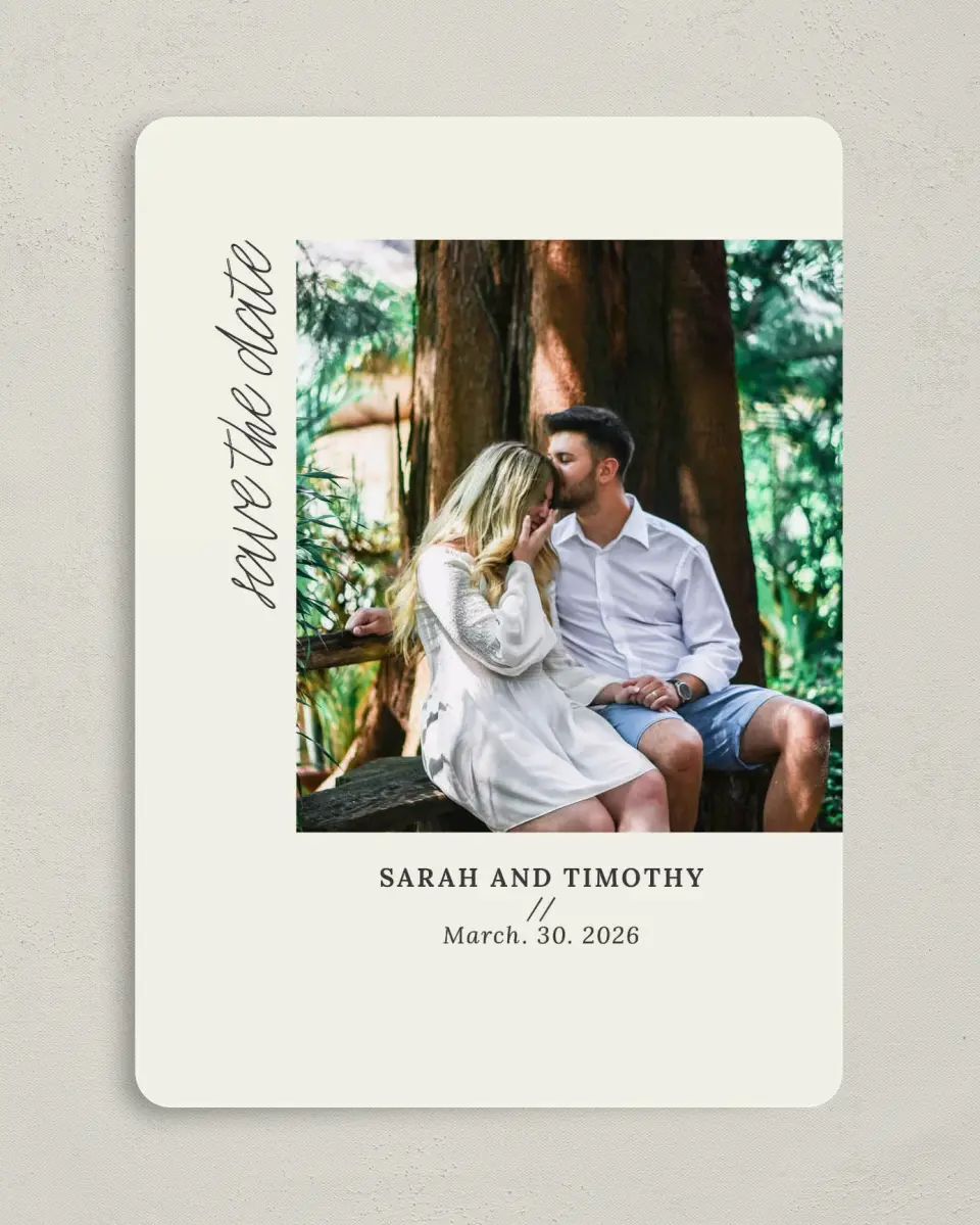 This is a 5" x 7" Save the Date Card called I Said Yes printed in full color on Premium Smooth paper