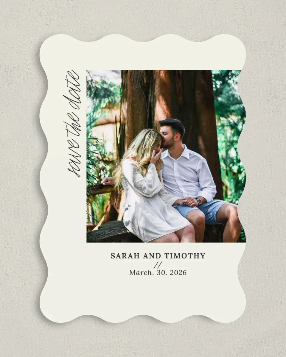 This is a 5" x 7" Save the Date Card called I Said Yes printed in full color on Premium Smooth paper