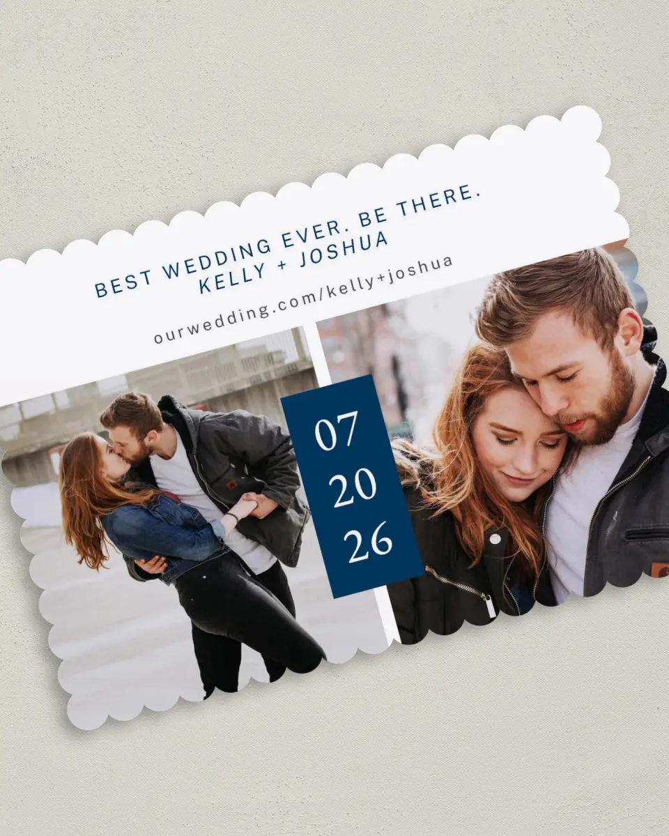 This is a 5" x 7" Save the Date Card called Best Wedding Ever printed in full color on Premium Smooth paper