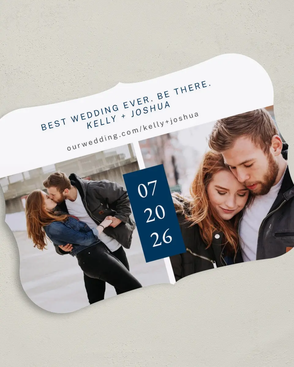 This is a 5" x 7" Save the Date Card called Best Wedding Ever printed in full color on Premium Smooth paper