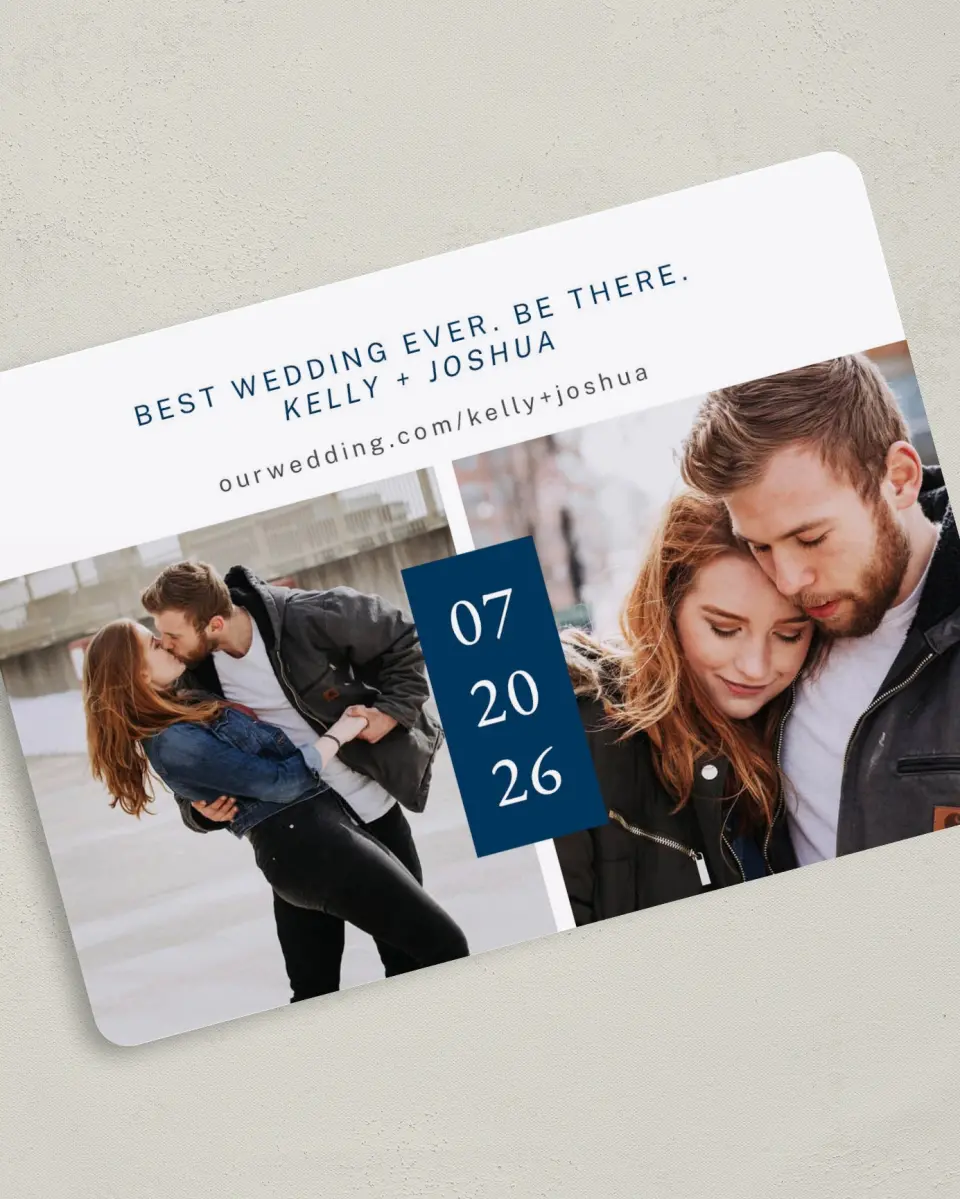 This is a 5" x 7" Save the Date Card called Best Wedding Ever printed in full color on Premium Smooth paper