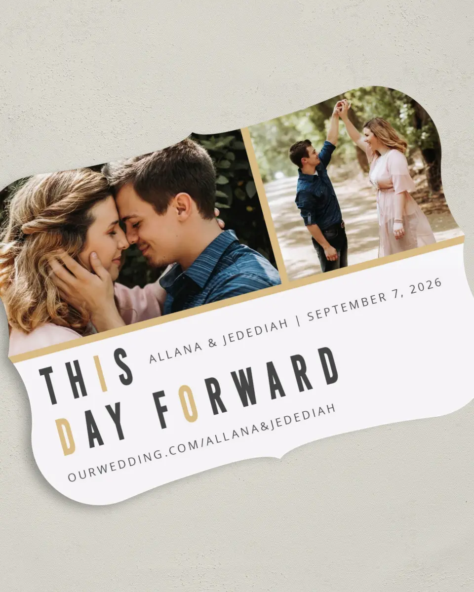 This is a 5" x 7" Save the Date Card called A Day of I Do's printed in full color on Premium Smooth paper