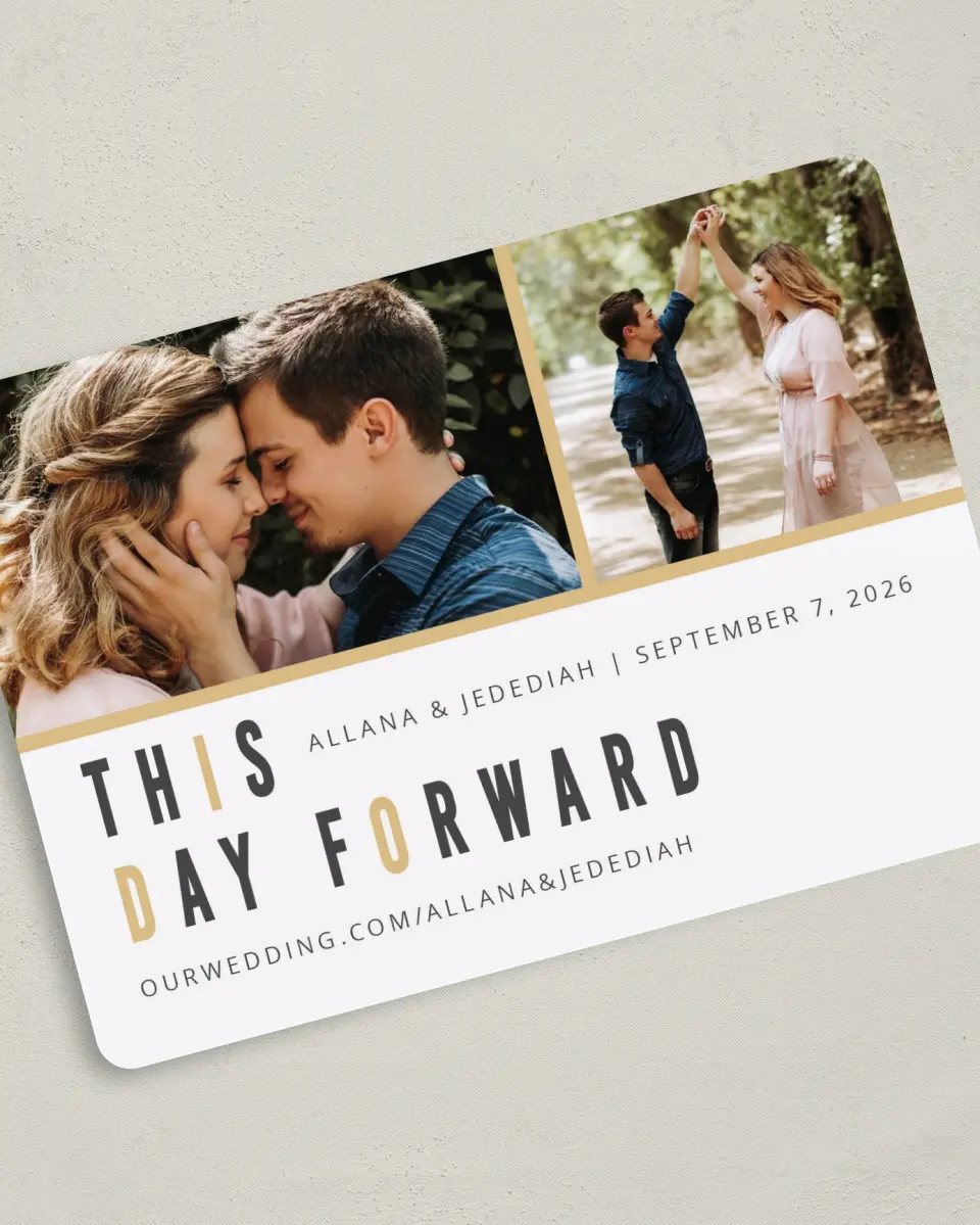 This is a 5" x 7" Save the Date Card called A Day of I Do's printed in full color on Premium Smooth paper