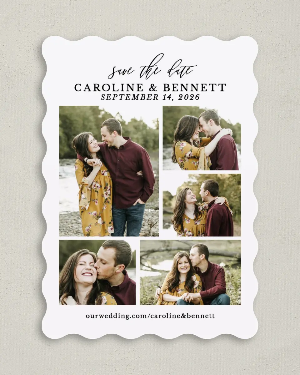 This is a 5" x 7" Save the Date Card called Easy to Love printed in full color on Premium Smooth paper