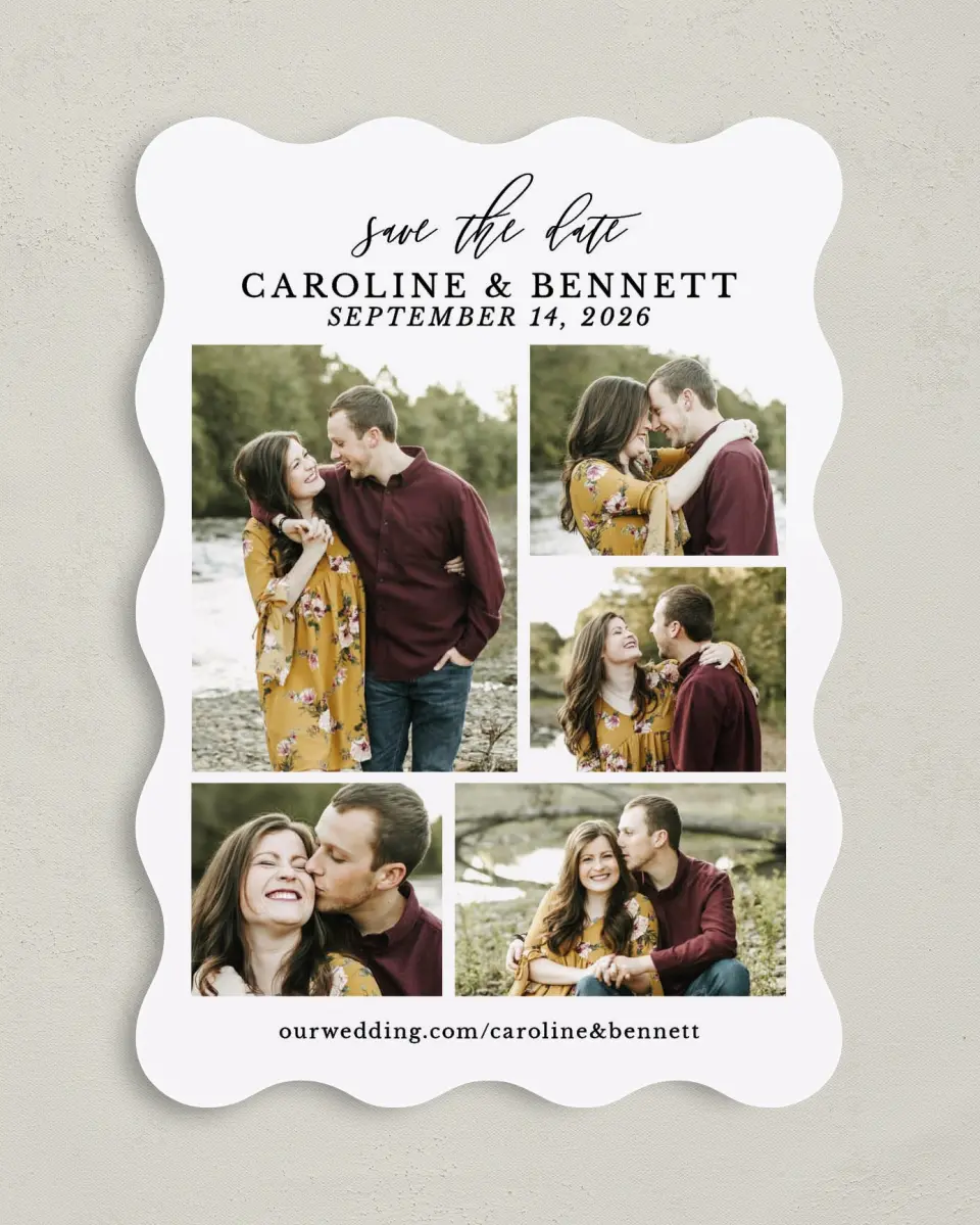 This is a 5" x 7" Save the Date Card called Easy to Love printed in full color on Premium Smooth paper