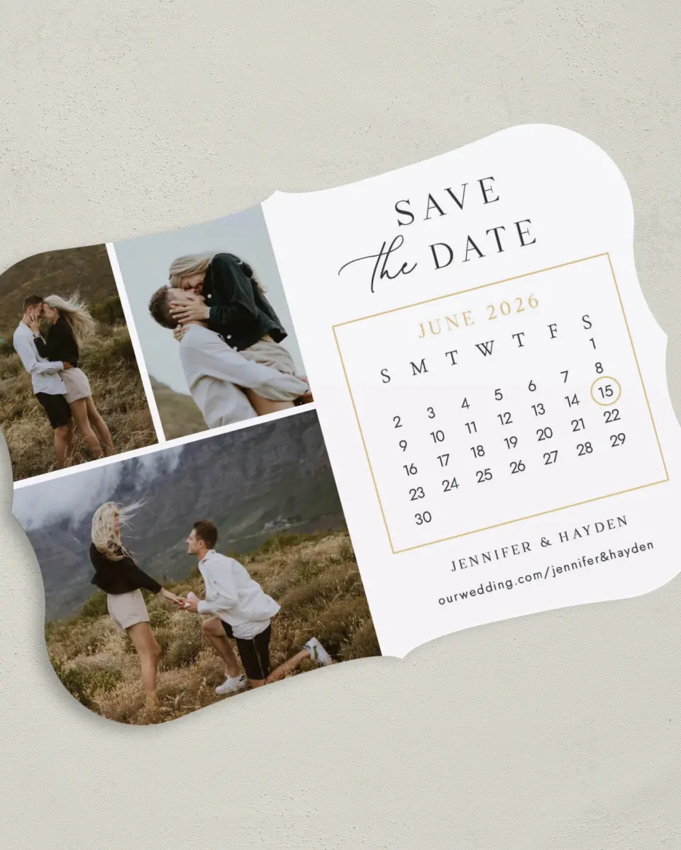 This is a 5" x 7" Save the Date Card called Circle Our Date printed in full color on Premium Smooth paper
