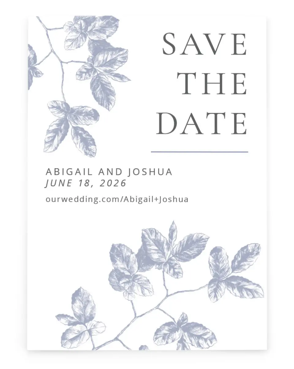 Leafy Elegance | Winter Save the Date Cards