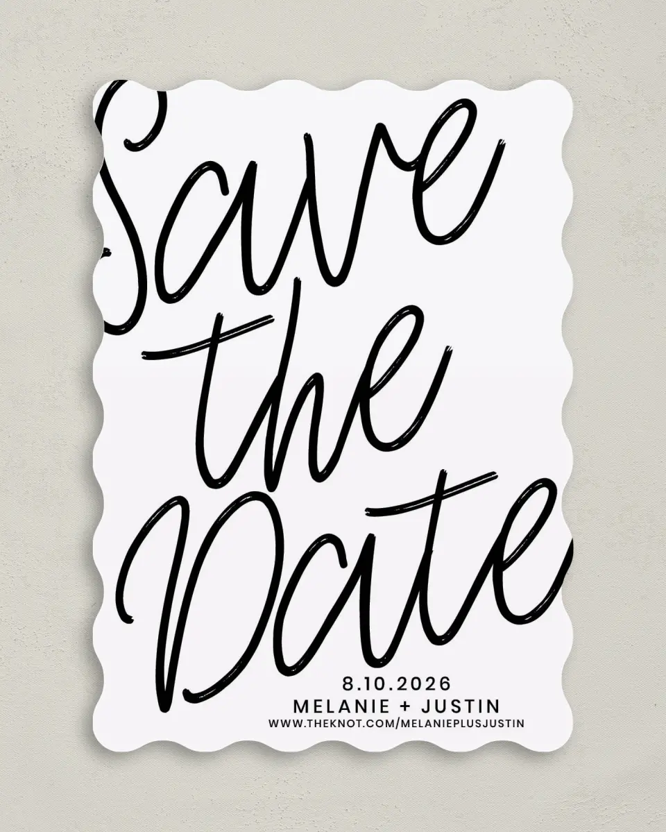 This is a 5" x 7" Save the Date Card called Modern Mark printed in full color on Premium Smooth paper