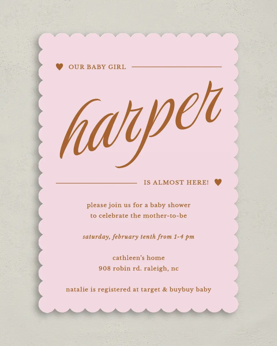 This is a 5" x 7" Baby Shower Invitation called Baby Bliss printed in full color on Premium Smooth paper