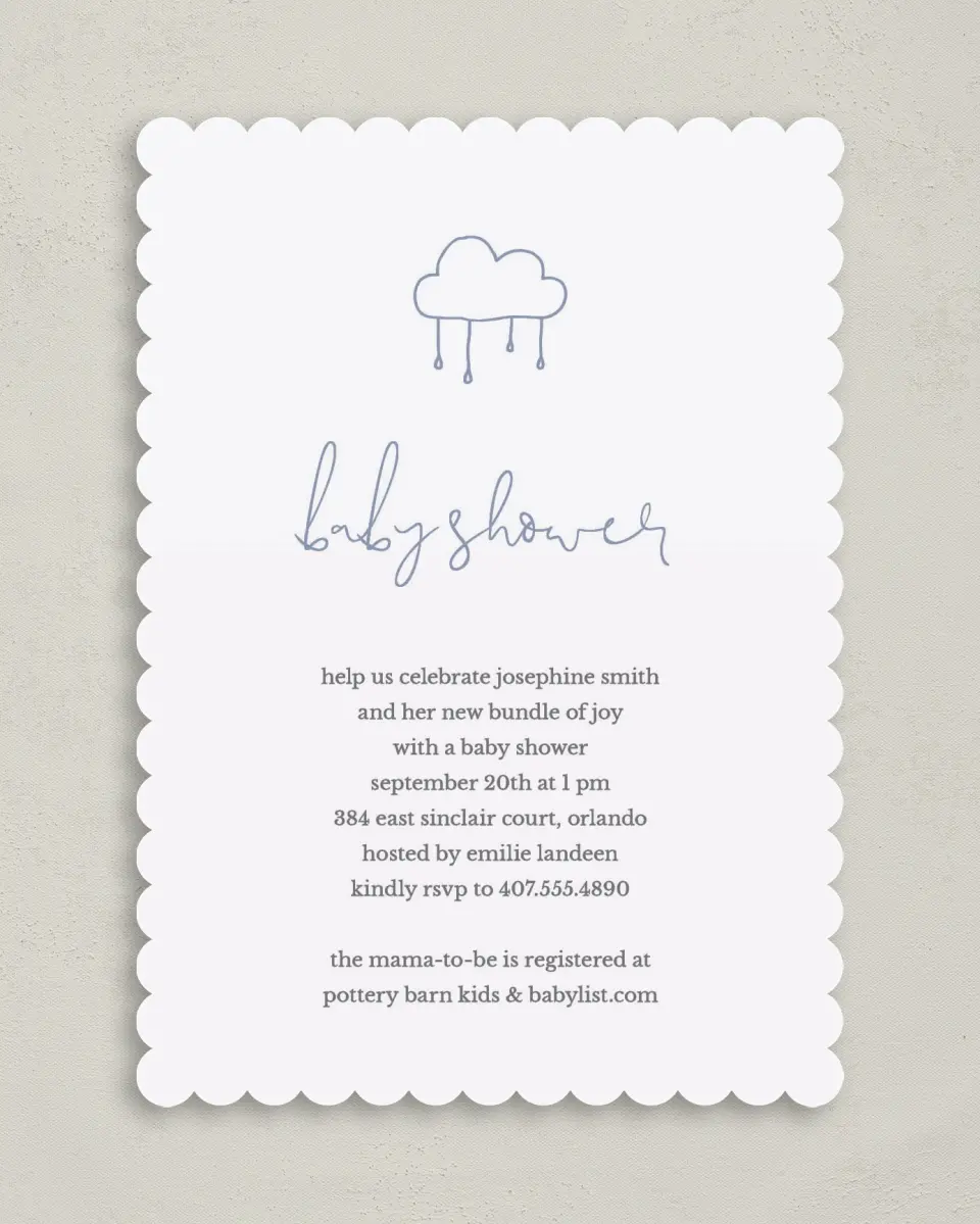 This is a 5" x 7" Baby Shower Invitation called Little Sprinkle printed in full color on Premium Smooth paper