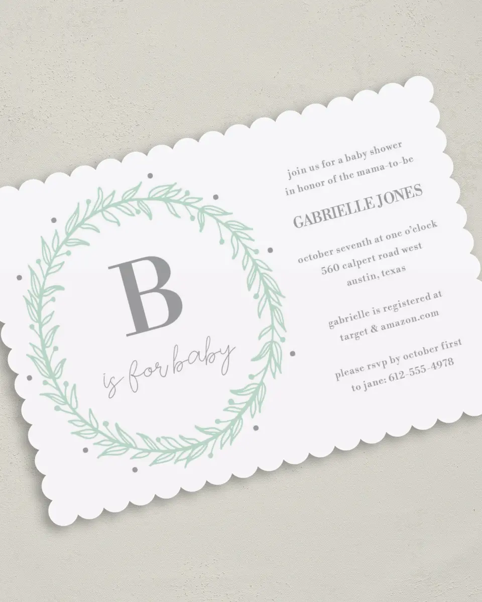 This is a 5" x 7" Baby Shower Invitation called Baby Crown printed in full color on Premium Smooth paper