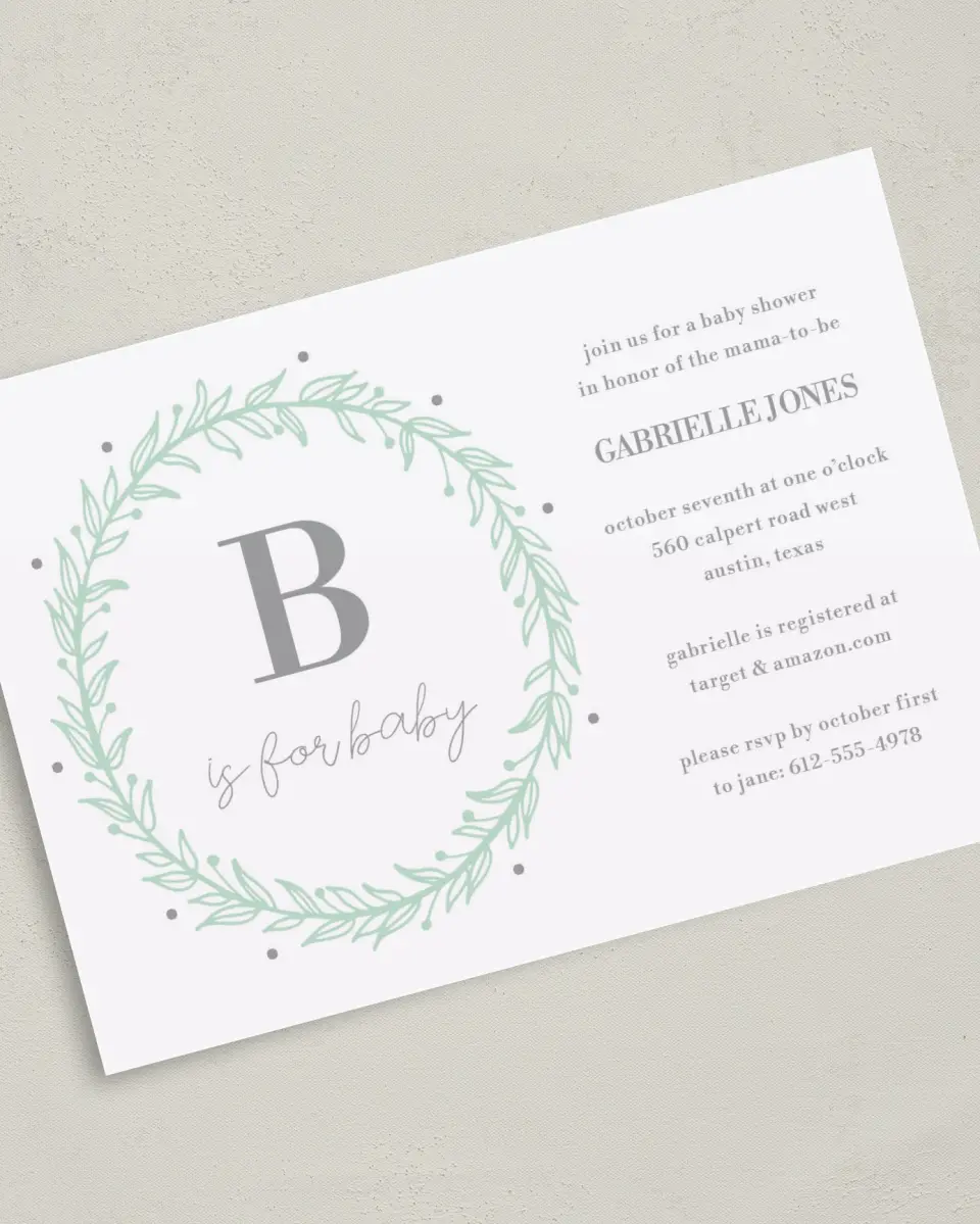 This is a 5" x 7" Baby Shower Invitation called Baby Crown printed in full color on Premium Smooth paper