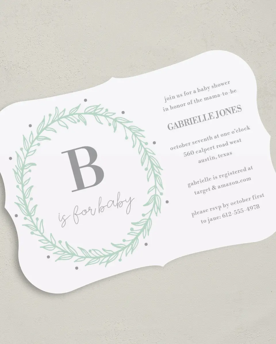 This is a 5" x 7" Baby Shower Invitation called Baby Crown printed in full color on Premium Smooth paper