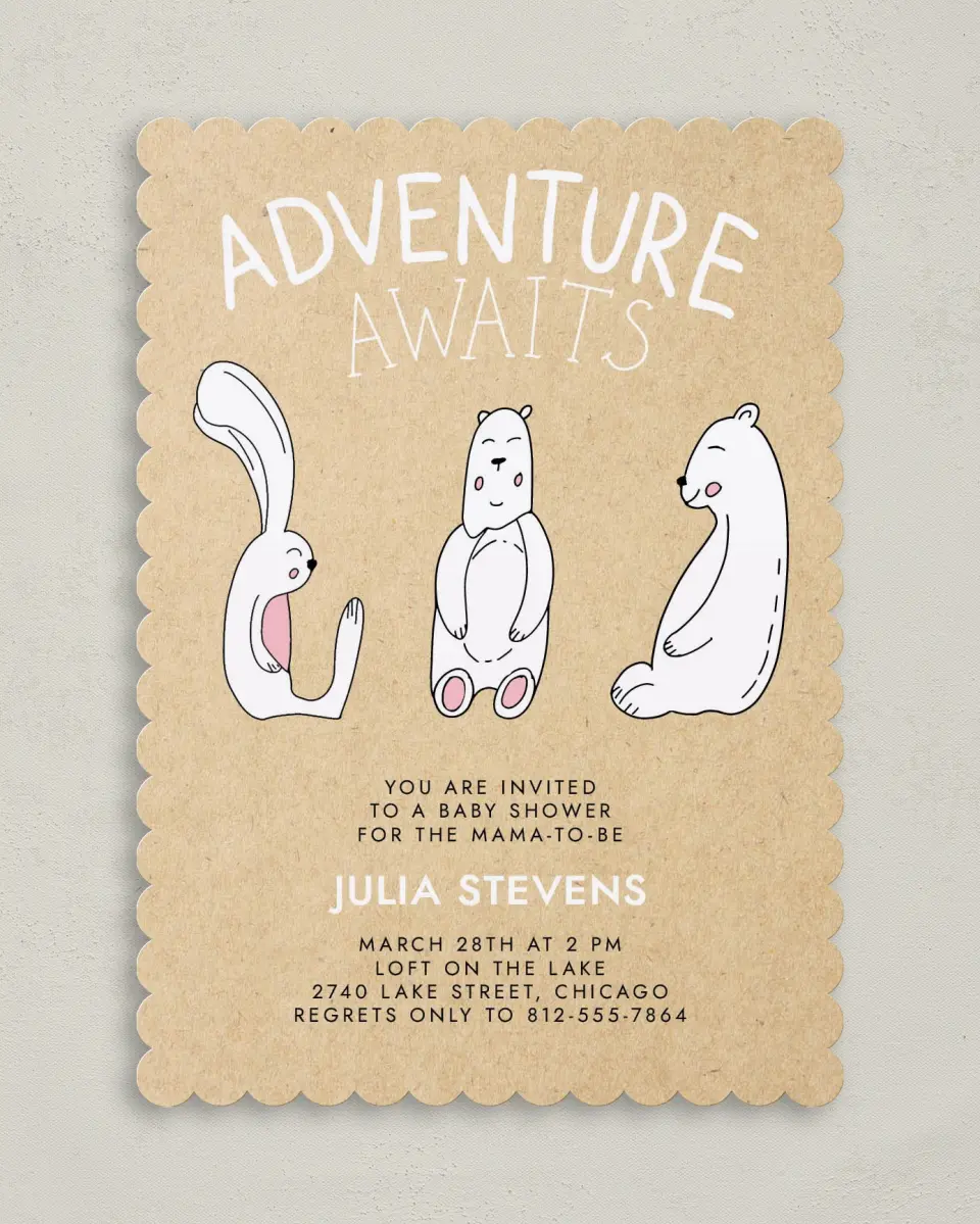 This is a 5" x 7" Baby Shower Invitation called Mama Bear printed in full color on Premium Smooth paper