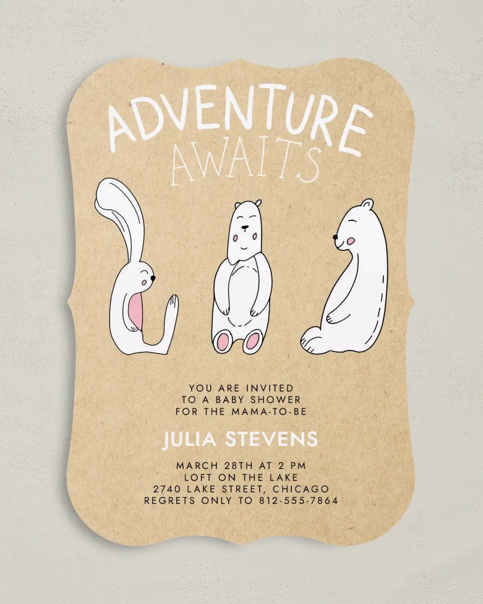 This is a 5" x 7" Baby Shower Invitation called Mama Bear printed in full color on Premium Smooth paper