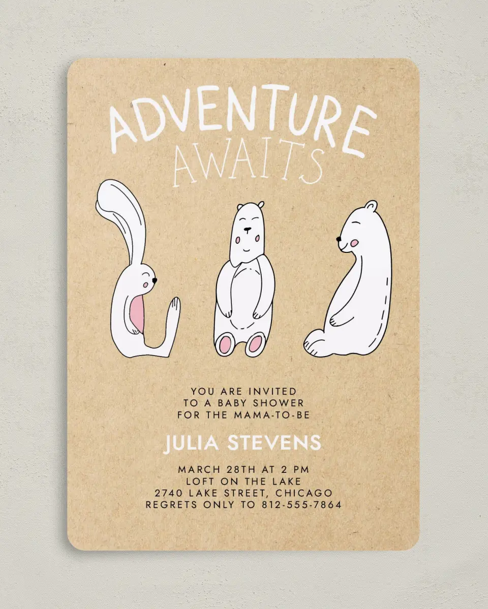 This is a 5" x 7" Baby Shower Invitation called Mama Bear printed in full color on Premium Smooth paper