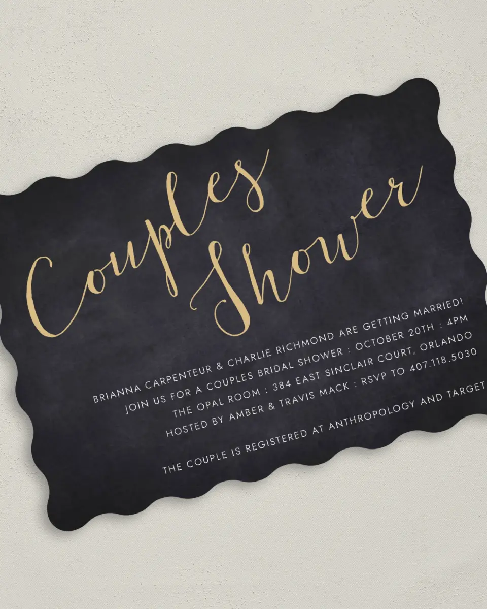 This is a 5" x 7" Bridal Shower Invitation called Couple of the Hour printed in full color on Premium Smooth paper