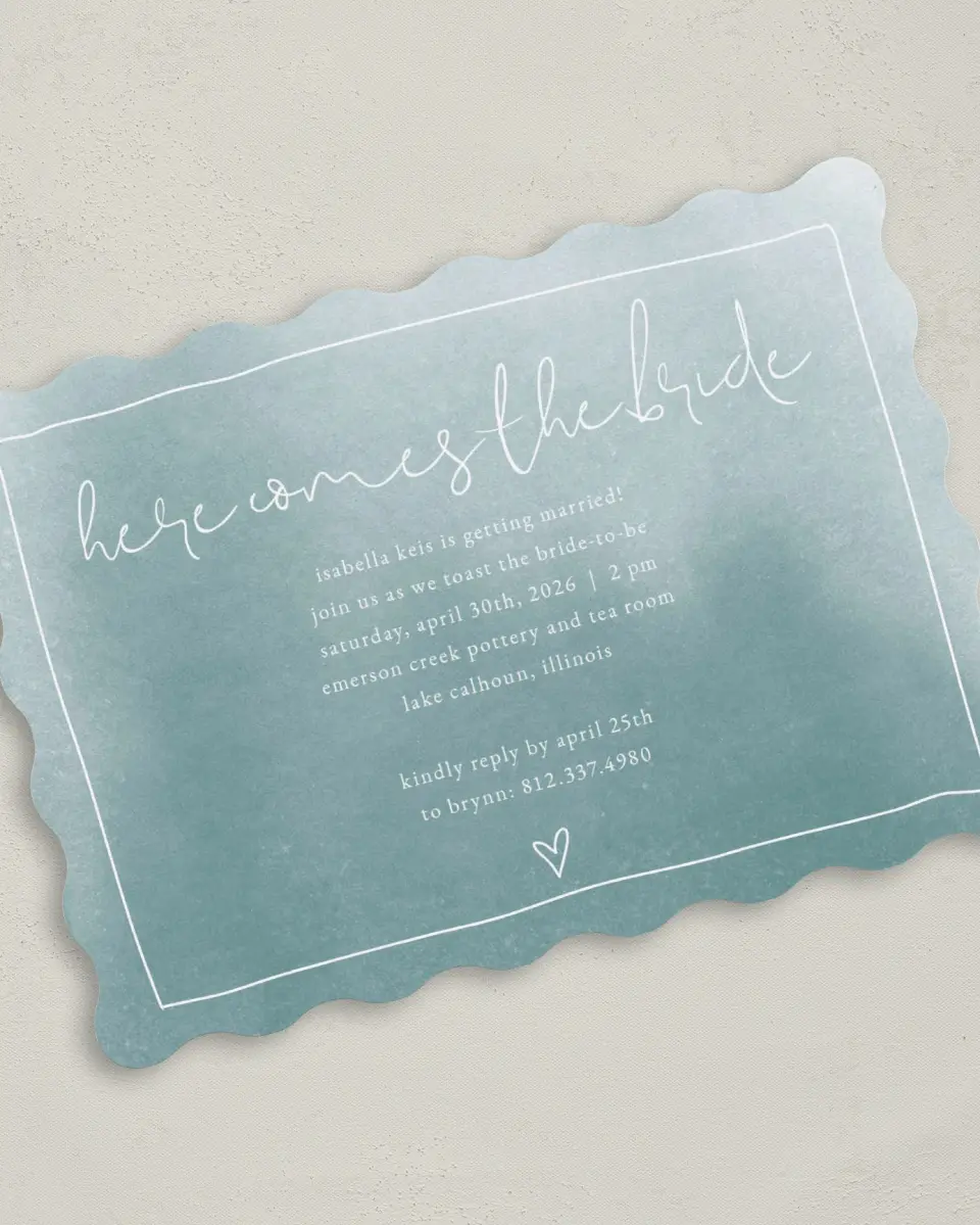 This is a 5" x 7" Bridal Shower Invitation called Hearts Together printed in full color on Premium Smooth paper