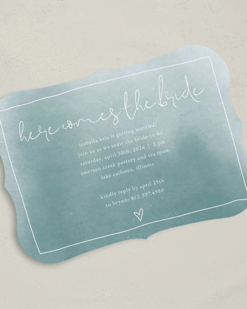 This is a 5" x 7" Bridal Shower Invitation called Hearts Together printed in full color on Premium Smooth paper