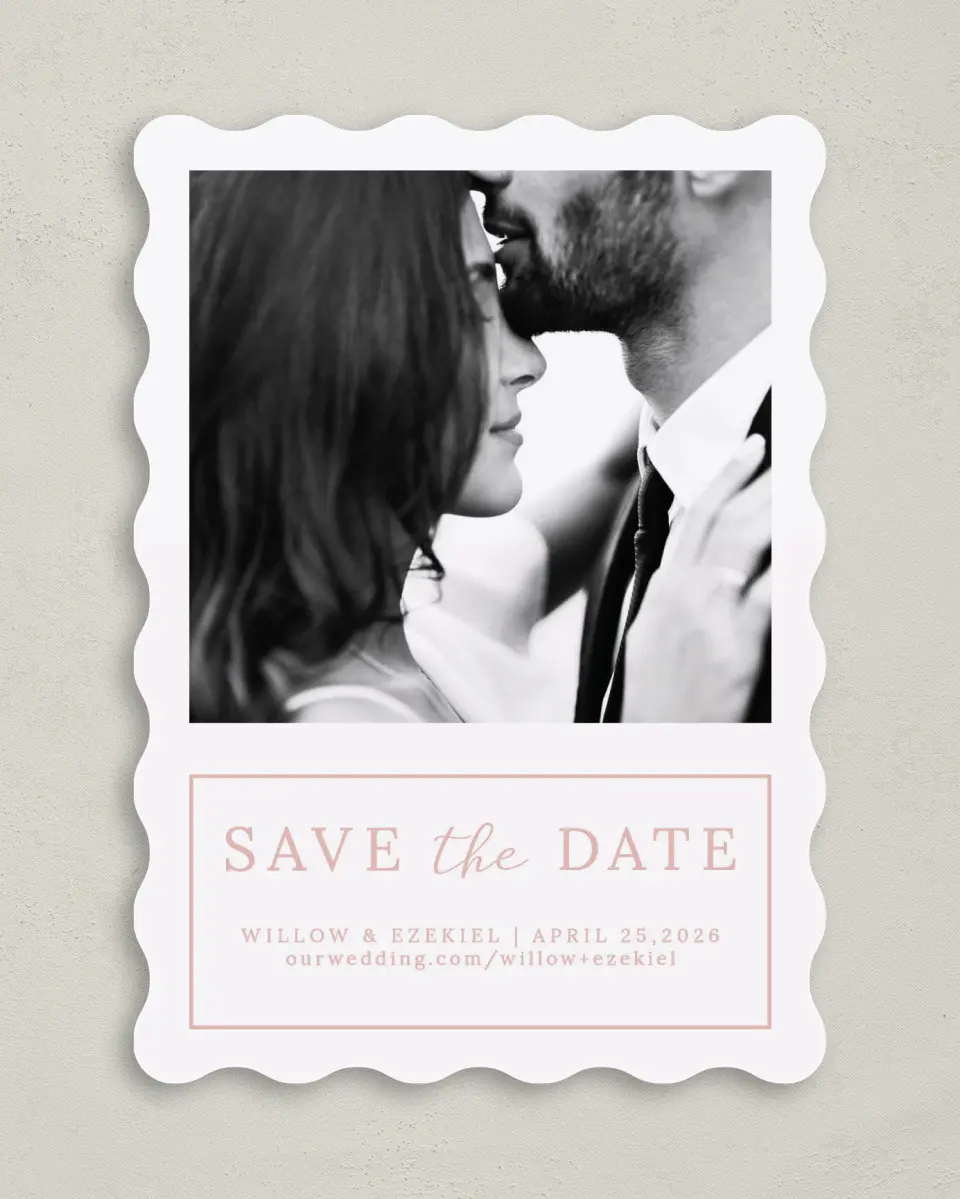 This is a 5" x 7" Save the Date Card called Fantasia Garden printed in full color on Premium Smooth paper