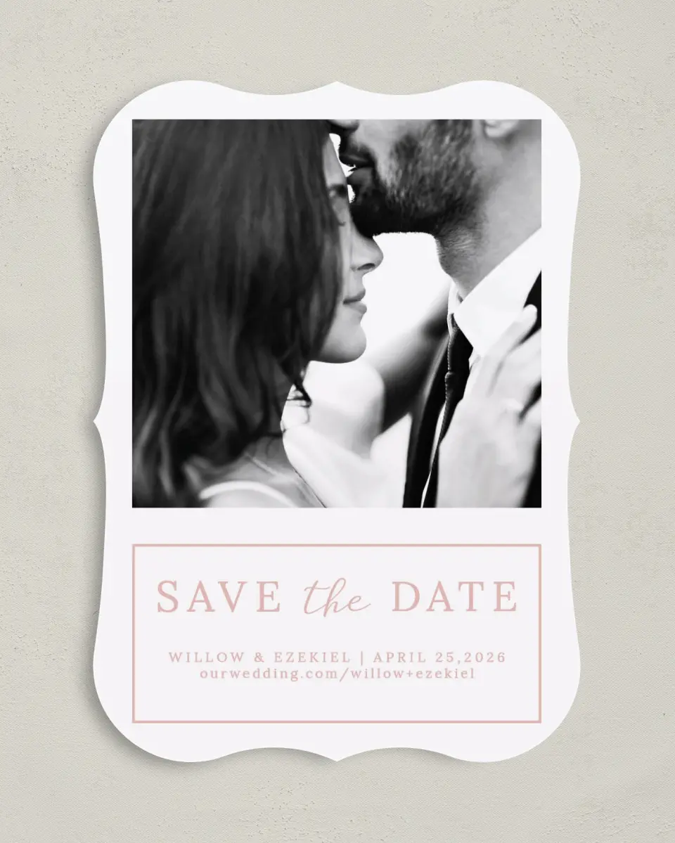 This is a 5" x 7" Save the Date Card called Fantasia Garden printed in full color on Premium Smooth paper