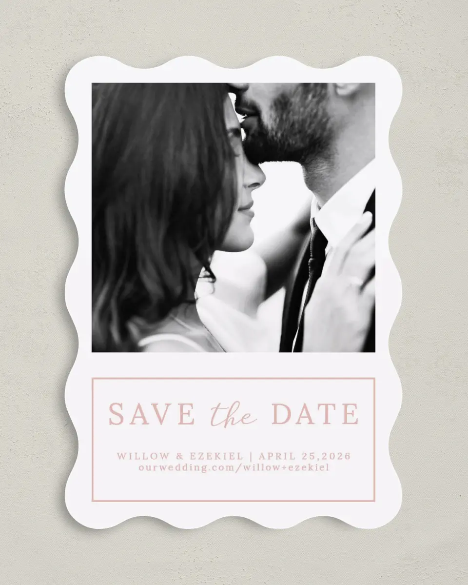 This is a 5" x 7" Save the Date Card called Fantasia Garden printed in full color on Premium Smooth paper