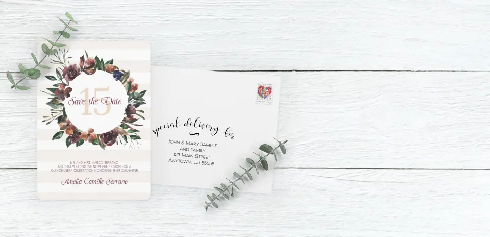 Save the Date Card with Optional Guest Addressing Service