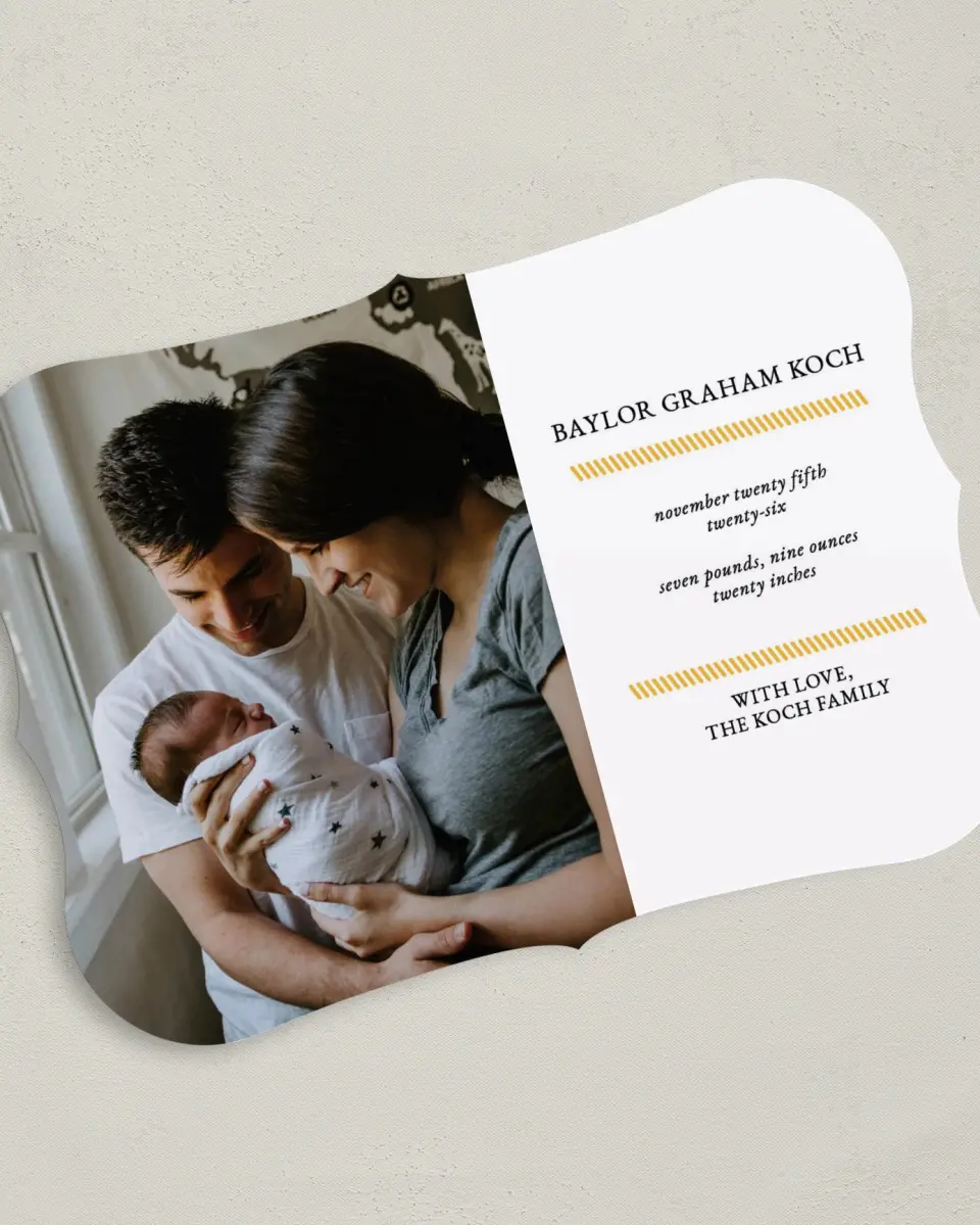 This is a 5" x 7" Birth Announcement Card called Full of Grace printed in full color on Premium Smooth paper