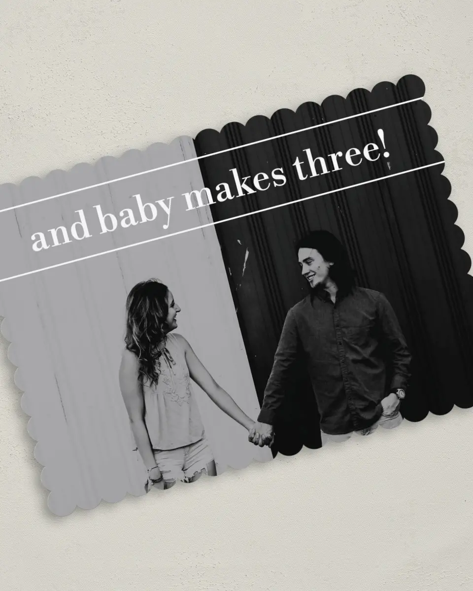 This is a 5" x 7" Birth Announcement Card called Banner Baby printed in full color on Premium Smooth paper