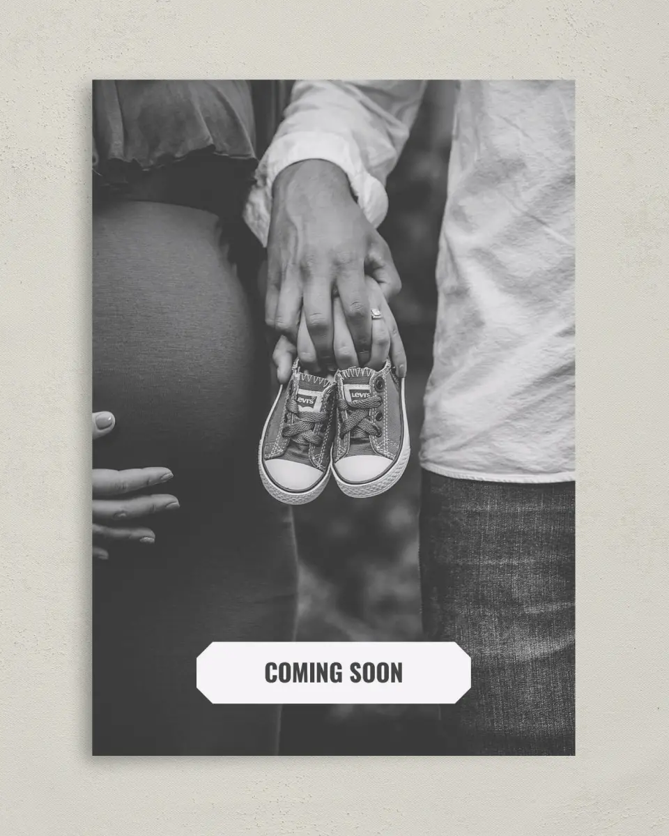 This is a 5" x 7" Birth Announcement Card called Debuting Soon printed in full color on Premium Smooth paper