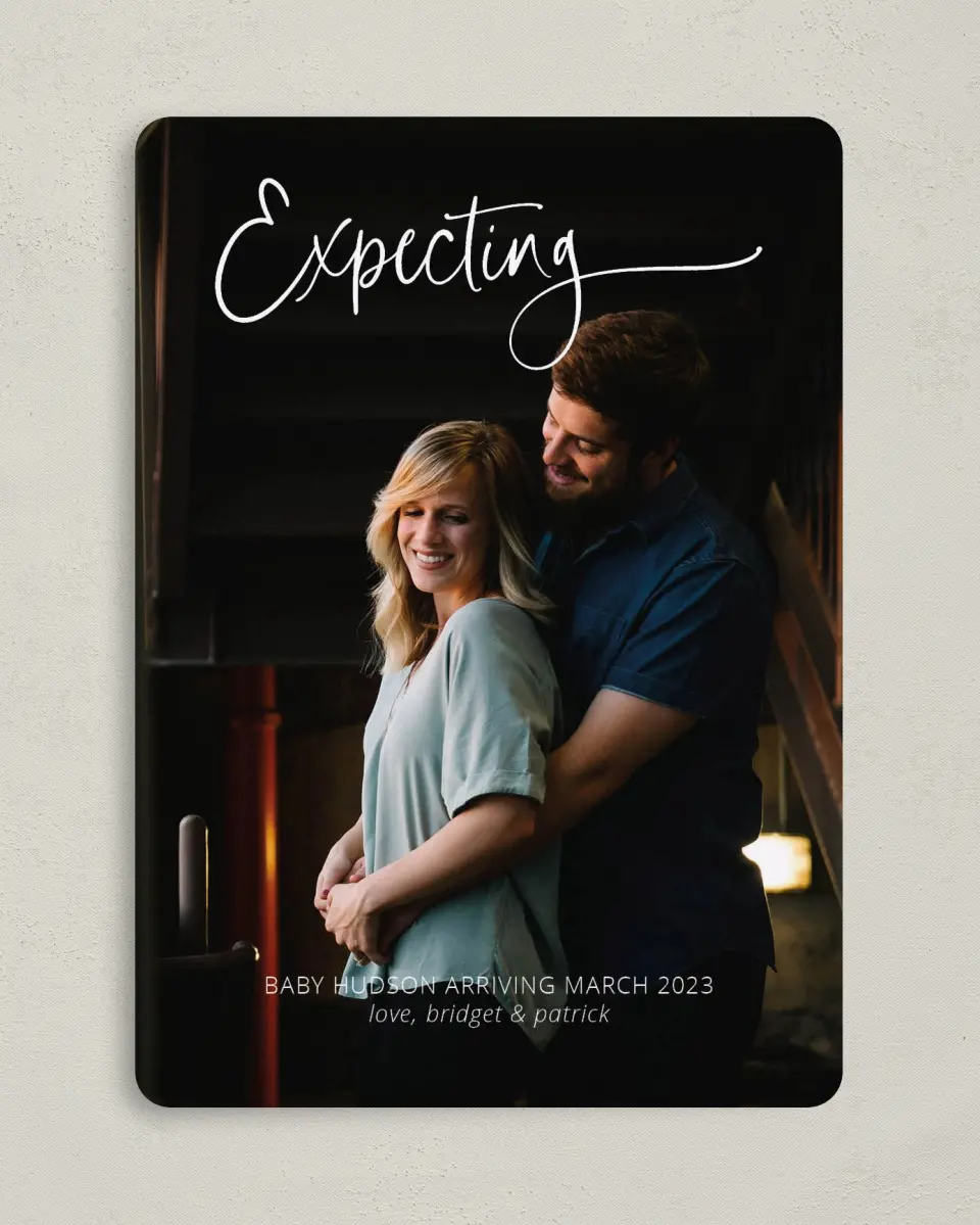 This is a 5" x 7" Birth Announcement Card called Expecting printed in full color on Premium Smooth paper