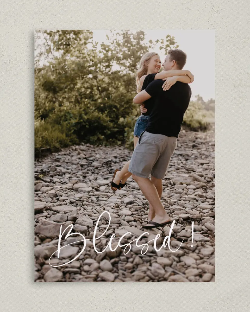 This is a 5" x 7" Birth Announcement Card called Blessed Baby printed in full color on Premium Smooth paper